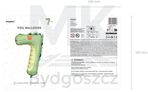 Balon foliowy urodzinowy cyfra "7" - Krokodyl 49x73 cm Balon foliowy urodzinowy cyfra "7" - Krokodyl 49x73 cm
