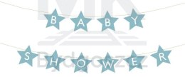Baner napis na baby shower gwiazdki jasnoniebieskie 290cm x 16,5cm