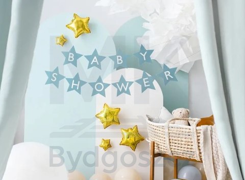 Baner napis na baby shower gwiazdki jasnoniebieskie 290cm x 16,5cm Baner napis na baby shower gwiazdki jasnoniebieskie 290cm x 16,5cm