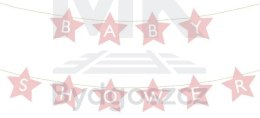 Baner napis na baby shower gwiazdki jasnoróżowe 290cm x 16,5cm