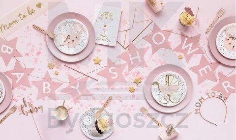 Baner napis na baby shower gwiazdki jasnoróżowe 290cm x 16,5cm Baner napis na baby shower gwiazdki jasnoróżowe 290cm x 16,5cm