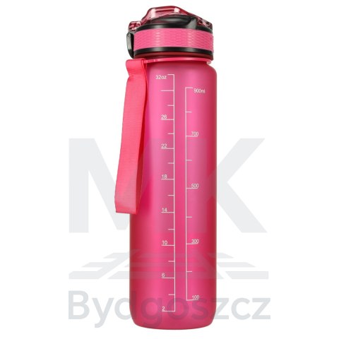 Butelka na wodę bidon ze słomką uchwytem miarką motywacyjną na siłownię BPA free Tritan 1l różowa Butelka na wodę bidon ze słomką uchwytem miarką motywacyjną na siłownię BPA free Tritan 1l różowa