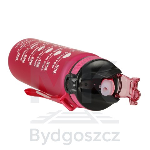 Butelka na wodę bidon ze słomką uchwytem miarką motywacyjną na siłownię BPA free Tritan 1l różowa Butelka na wodę bidon ze słomką uchwytem miarką motywacyjną na siłownię BPA free Tritan 1l różowa