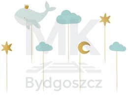 Dekoracje do muffinek babeczek - Wieloryb 11cm-13,5cm 7 sztuk