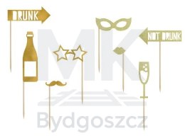 Gadżety rekwizyty do zdjęć Let's Celebrate złoty fotobudka 8 elementów