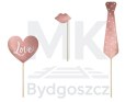 Gadżety rekwizyty do zdjęć na ślub biały różowy serce 12 elementów