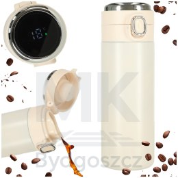 Kubek bidon termiczny z ustnikiem termos LED 420ml beżowy