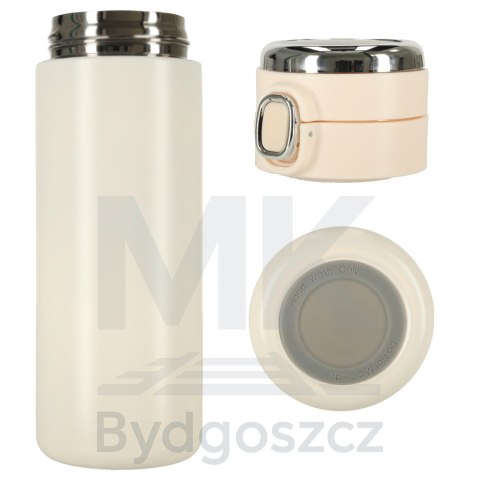 Kubek bidon termiczny z ustnikiem termos LED 420ml beżowy Kubek bidon termiczny z ustnikiem termos LED 420ml beżowy