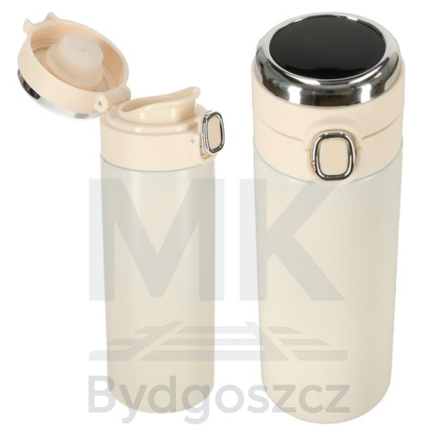 Kubek bidon termiczny z ustnikiem termos LED 420ml beżowy Kubek bidon termiczny z ustnikiem termos LED 420ml beżowy