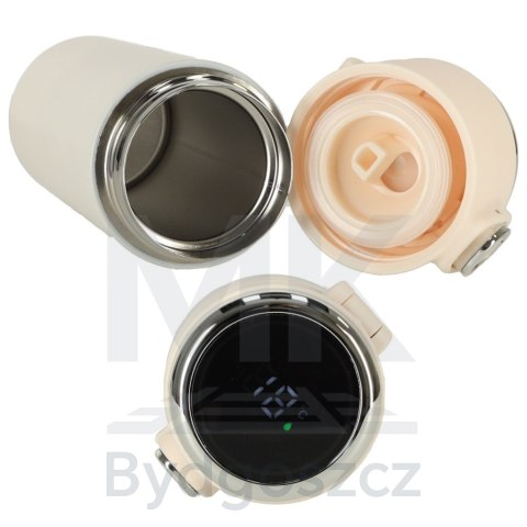 Kubek bidon termiczny z ustnikiem termos LED 420ml beżowy Kubek bidon termiczny z ustnikiem termos LED 420ml beżowy