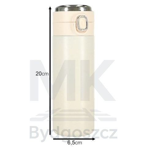 Kubek bidon termiczny z ustnikiem termos LED 420ml beżowy Kubek bidon termiczny z ustnikiem termos LED 420ml beżowy