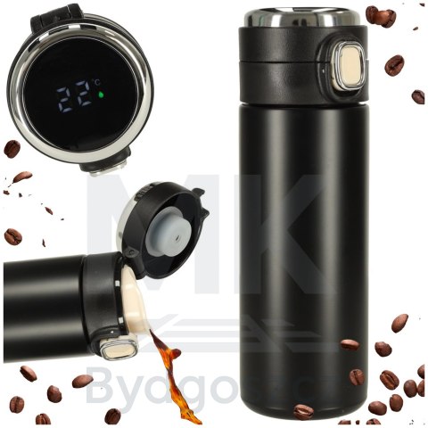 Kubek bidon termiczny z ustnikiem termos LED 420ml czarny