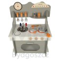 Kuchnia dla dzieci drewniana MDF piekarnik garnki akcesoria 70cm