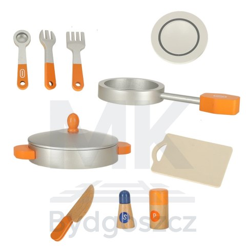 Kuchnia dla dzieci drewniana MDF piekarnik garnki akcesoria 70cm