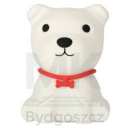 Lampka nocna dla dzieci silikonowa dotykowa miękka 8 LED USB RGB biała piesek