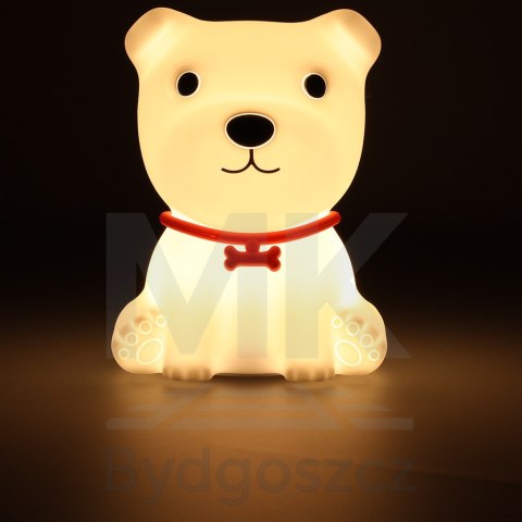 Lampka nocna dla dzieci silikonowa dotykowa miękka 8 LED USB RGB biała piesek Lampka nocna dla dzieci silikonowa dotykowa miękka 8 LED USB RGB biała piesek
