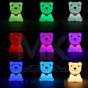 Lampka nocna dla dzieci silikonowa dotykowa miękka 8 LED USB RGB biała piesek