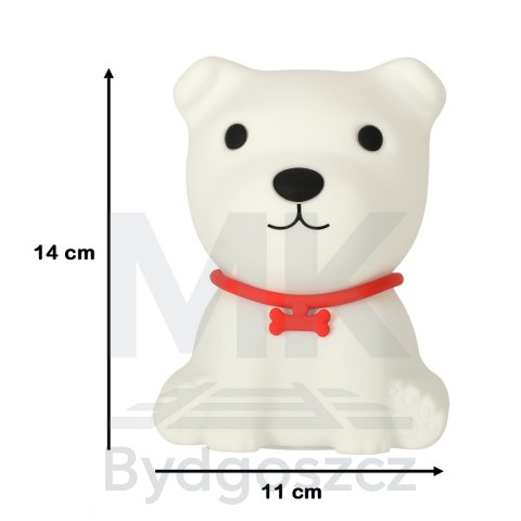 Lampka nocna dla dzieci silikonowa dotykowa miękka 8 LED USB RGB biała piesek Lampka nocna dla dzieci silikonowa dotykowa miękka 8 LED USB RGB biała piesek