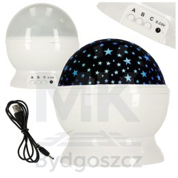 Lampka nocna projektor gwiazd 2w1 USB biała