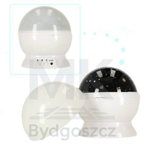 Lampka nocna projektor gwiazd 2w1 USB biała Lampka nocna projektor gwiazd 2w1 USB biała