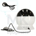 Lampka nocna projektor gwiazd 2w1 USB biała