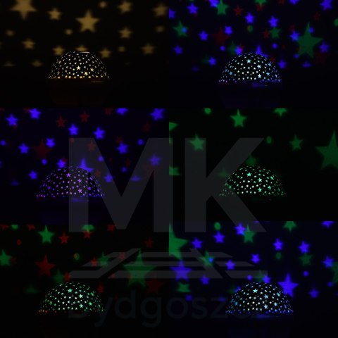 Lampka nocna projektor gwiazd 2w1 USB biała Lampka nocna projektor gwiazd 2w1 USB biała