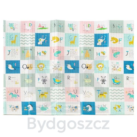 Mata edukacyjna piankowa dwustronna składana słonie alfabet 180 x 200 cm Mata edukacyjna piankowa dwustronna składana słonie alfabet 180 x 200 cm