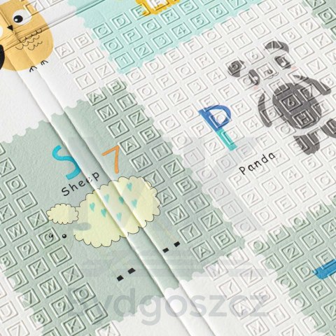 Mata edukacyjna piankowa dwustronna składana słonie alfabet 180 x 200 cm Mata edukacyjna piankowa dwustronna składana słonie alfabet 180 x 200 cm