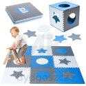 Mata edukacyjna piankowa puzzle szara niebieska 60 x 60 cm 9 elementów
