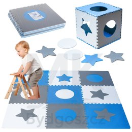 Mata edukacyjna piankowa puzzle szara niebieska 60 x 60 cm 9 elementów