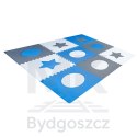 Mata edukacyjna piankowa puzzle szara niebieska 60 x 60 cm 9 elementów
