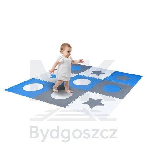 Mata edukacyjna piankowa puzzle szara niebieska 60 x 60 cm 9 elementów Mata edukacyjna piankowa puzzle szara niebieska 60 x 60 cm 9 elementów