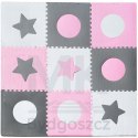 Mata edukacyjna piankowa puzzle szara różowa 60 x 60 cm 9 elementów