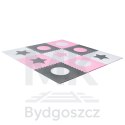 Mata edukacyjna piankowa puzzle szara różowa 60 x 60 cm 9 elementów