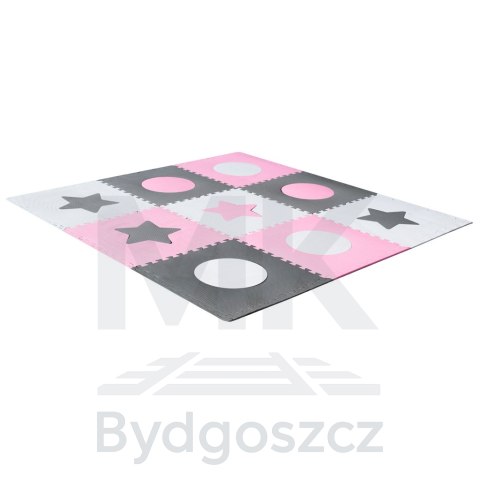 Mata edukacyjna piankowa puzzle szara różowa 60 x 60 cm 9 elementów Mata edukacyjna piankowa puzzle szara różowa 60 x 60 cm 9 elementów