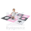 Mata edukacyjna piankowa puzzle szara różowa 60 x 60 cm 9 elementów