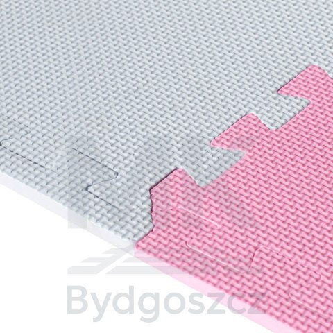 Mata edukacyjna piankowa puzzle szara różowa 60 x 60 cm 9 elementów Mata edukacyjna piankowa puzzle szara różowa 60 x 60 cm 9 elementów