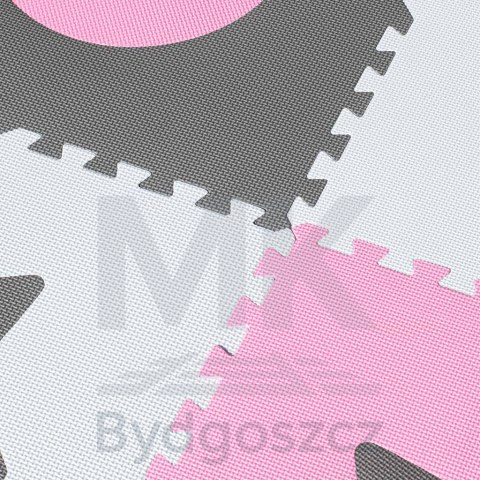 Mata edukacyjna piankowa puzzle szara różowa 60 x 60 cm 9 elementów Mata edukacyjna piankowa puzzle szara różowa 60 x 60 cm 9 elementów