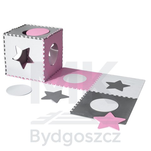 Mata edukacyjna piankowa puzzle szara różowa 60 x 60 cm 9 elementów Mata edukacyjna piankowa puzzle szara różowa 60 x 60 cm 9 elementów