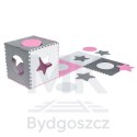 Mata edukacyjna piankowa puzzle szara różowa 60 x 60 cm 9 elementów