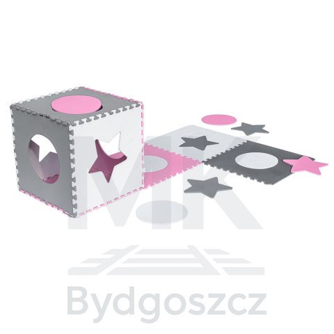 Mata edukacyjna piankowa puzzle szara różowa 60 x 60 cm 9 elementów Mata edukacyjna piankowa puzzle szara różowa 60 x 60 cm 9 elementów