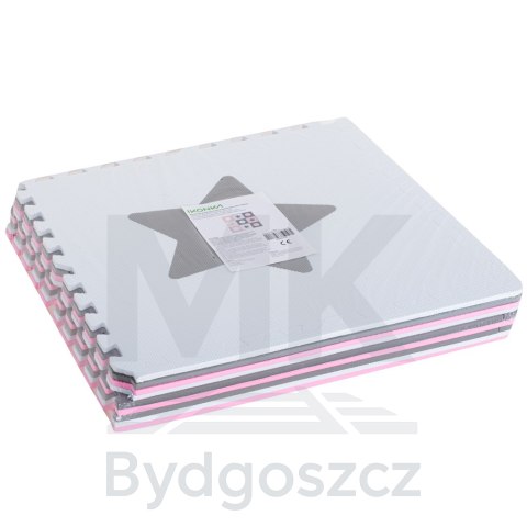 Mata edukacyjna piankowa puzzle szara różowa 60 x 60 cm 9 elementów Mata edukacyjna piankowa puzzle szara różowa 60 x 60 cm 9 elementów