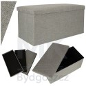 Puf składany ze schowkiem szary duży 76x38x38cm
