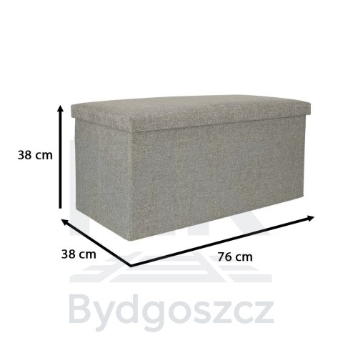 Puf składany ze schowkiem szary duży 76x38x38cm Puf składany ze schowkiem szary duży 76x38x38cm