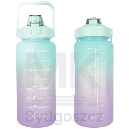Butelka na wodę bidon ze słomką motywacyjna z miarką siłownia fitness 2L
