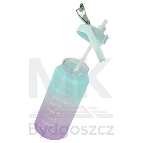 Butelka na wodę bidon ze słomką motywacyjna z miarką siłownia fitness 2L Butelka na wodę bidon ze słomką motywacyjna z miarką siłownia fitness 2L