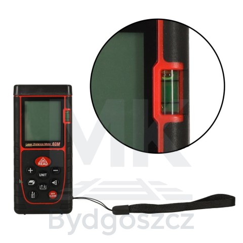 Dalmierz laserowy miernik odległości cyfrowy wodoodporny IP54 3mm/60m pokrowiec zasilanie bateryjne KAFUWELL Dalmierz laserowy miernik odległości cyfrowy wodoodporny IP54 3mm/60m pokrowiec zasilanie bateryjne KAFUWELL