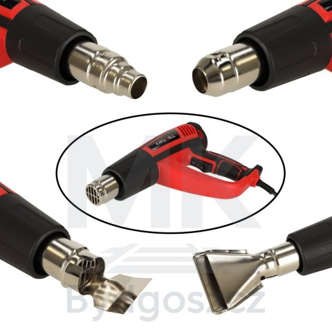 KAFUWELL Opalarka elektryczna z regulacja tempratury 0-600 st. C przepływ powietrza 300-500 l/min + 4 wymienne końcówki 1850W KAFUWELL Opalarka elektryczna z regulacja tempratury 0-600 st. C przepływ powietrza 300-500 l/min + 4 wymienne końcówki 1850W