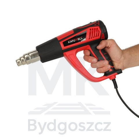 KAFUWELL Opalarka elektryczna z regulacja tempratury 0-600 st. C przepływ powietrza 300-500 l/min + 4 wymienne końcówki 1850W KAFUWELL Opalarka elektryczna z regulacja tempratury 0-600 st. C przepływ powietrza 300-500 l/min + 4 wymienne końcówki 1850W