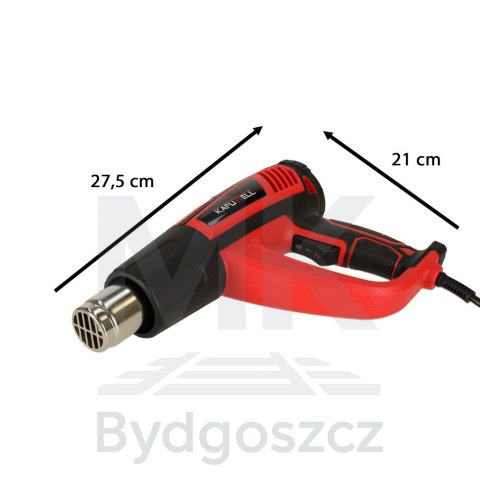 KAFUWELL Opalarka elektryczna z regulacja tempratury 0-600 st. C przepływ powietrza 300-500 l/min + 4 wymienne końcówki 1850W KAFUWELL Opalarka elektryczna z regulacja tempratury 0-600 st. C przepływ powietrza 300-500 l/min + 4 wymienne końcówki 1850W